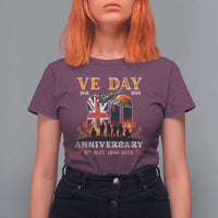 VE Day 80th Anniversary T Shirt For Women 2025 Celebration Union Flag WWII Remembrance