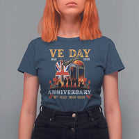 VE Day 80th Anniversary T Shirt For Women 2025 Celebration Union Flag WWII Remembrance
