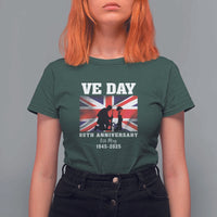 VE Day 80th Anniversary T Shirt For Women Victory in Europe Union Flag WWII Remembrance
