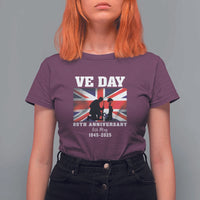 VE Day 80th Anniversary T Shirt For Women Victory in Europe Union Flag WWII Remembrance