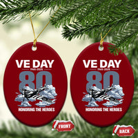 VE Day 80th Anniversary Ceramic Ornament 2025 Celebration WWII Remembrance Retro - Wonder Print Shop