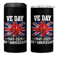 VE Day 80th Anniversary 4 in 1 Can Cooler Tumbler 2025 Celebration Union Flag Poppies WWII Remembrance