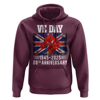 VE Day 80th Anniversary Hoodie 2025 Celebration Union Flag Poppies WWII Remembrance