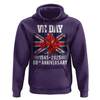 VE Day 80th Anniversary Hoodie 2025 Celebration Union Flag Poppies WWII Remembrance