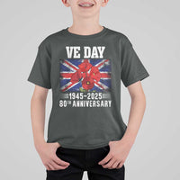 VE Day 80th Anniversary T Shirt For Kid 2025 Celebration Union Flag Poppies WWII Remembrance