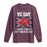 VE Day 80th Anniversary Long Sleeve Shirt 2025 Celebration Union Flag Poppies WWII Remembrance