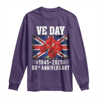 VE Day 80th Anniversary Long Sleeve Shirt 2025 Celebration Union Flag Poppies WWII Remembrance