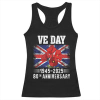 VE Day 80th Anniversary Racerback Tank Top 2025 Celebration Union Flag Poppies WWII Remembrance