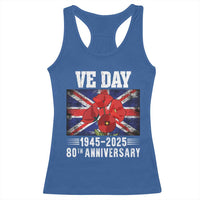 VE Day 80th Anniversary Racerback Tank Top 2025 Celebration Union Flag Poppies WWII Remembrance