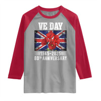 VE Day 80th Anniversary Raglan Shirt 2025 Celebration Union Flag Poppies WWII Remembrance