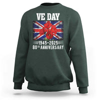 VE Day 80th Anniversary Sweatshirt 2025 Celebration Union Flag Poppies WWII Remembrance