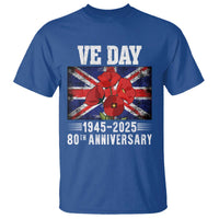VE Day 80th Anniversary T Shirt 2025 Celebration Union Flag Poppies WWII Remembrance