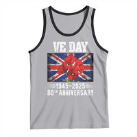 VE Day 80th Anniversary Tank Top 2025 Celebration Union Flag Poppies WWII Remembrance