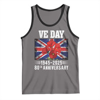 VE Day 80th Anniversary Tank Top 2025 Celebration Union Flag Poppies WWII Remembrance