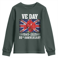 VE Day 80th Anniversary Youth Sweatshirt 2025 Celebration Union Flag Poppies WWII Remembrance