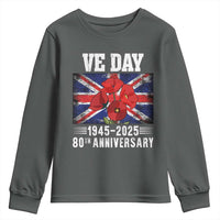 VE Day 80th Anniversary Youth Sweatshirt 2025 Celebration Union Flag Poppies WWII Remembrance