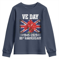 VE Day 80th Anniversary Youth Sweatshirt 2025 Celebration Union Flag Poppies WWII Remembrance