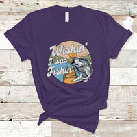Funny Fishing T Shirt Wishing I Was Fishing Funny Fisherman Fishing Gag Gift for Men Women Vintage - Wonder Print Shop