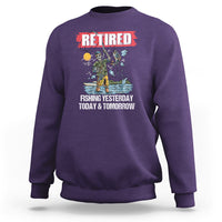Funny Fishing Sweatshirt Retired Fishing Yesterday Today and Tomorrow Funny Fishing Skeleton Officially Retirement Funny Fishing Gifts For Men Fisherman Fishing Buddy - Wonder Print Shop
