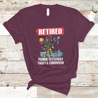 Funny Fishing T Shirt Retired Fishing Yesterday Today and Tomorrow Funny Fishing Skeleton Officially Retirement Funny Fishing Gifts For Men Fisherman Fishing Buddy - Wonder Print Shop