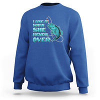 Funny Fishing Sweatshirt I Like It When She Bends Over But I Love It When She Tugs On My Worm And Swallows Funny Fisherman Fishing Gag Gift for Men Angler - Wonder Print Shop