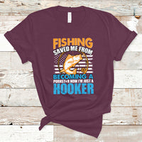 Funny Fishing T Shirt Fishing Save Me Now I'm Just A Hooker Funny American Fisherman Fishing Gift For Men Women Fisherman - Wonder Print Shop