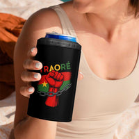Traoré 2025 Burkina Faso Flag 4 in 1 Can Cooler Tumbler Raised Fist Broken Chains