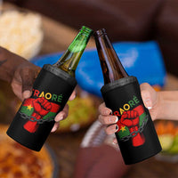 Traoré 2025 Burkina Faso Flag 4 in 1 Can Cooler Tumbler Raised Fist Broken Chains