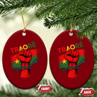 Traoré 2025 Burkina Faso Flag Ceramic Ornament Raised Fist Broken Chains - Wonder Print Shop