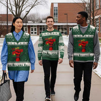 Traoré 2025 Burkina Faso Flag V-Neck Knit Sweater Vest Raised Fist Broken Chains - Wonder Print Shop