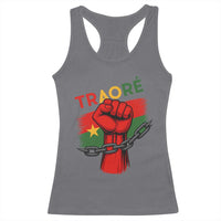 Traoré 2025 Burkina Faso Flag Racerback Tank Top Raised Fist Broken Chains