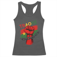 Traoré 2025 Burkina Faso Flag Racerback Tank Top Raised Fist Broken Chains