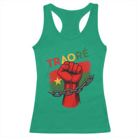 Traoré 2025 Burkina Faso Flag Racerback Tank Top Raised Fist Broken Chains