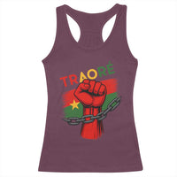 Traoré 2025 Burkina Faso Flag Racerback Tank Top Raised Fist Broken Chains