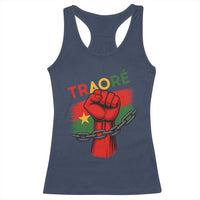 Traoré 2025 Burkina Faso Flag Racerback Tank Top Raised Fist Broken Chains
