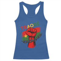 Traoré 2025 Burkina Faso Flag Racerback Tank Top Raised Fist Broken Chains