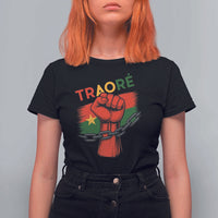 Traoré 2025 Burkina Faso Flag T Shirt For Women Raised Fist Broken Chains