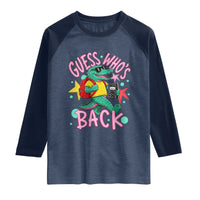 Funny Retro Alligator First Day of School Raglan Shirt Guess Who is Back Cute Kids Gift