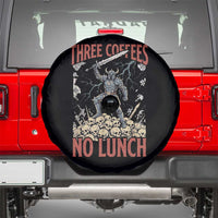 Funny Coffee Lover Fantasy Knight Graphic Spare Tire Cover Three Coffees No Lunch Work Humor Dark Fantasy Parody