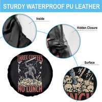 Funny Coffee Lover Fantasy Knight Graphic Spare Tire Cover Three Coffees No Lunch Work Humor Dark Fantasy Parody