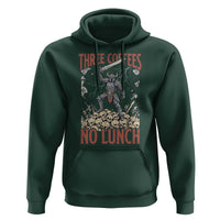 Funny Coffee Lover Fantasy Knight Graphic Hoodie Three Coffees No Lunch Work Humor Dark Fantasy Parody