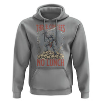 Funny Coffee Lover Fantasy Knight Graphic Hoodie Three Coffees No Lunch Work Humor Dark Fantasy Parody