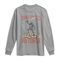 Funny Coffee Lover Fantasy Knight Graphic Long Sleeve Shirt Three Coffees No Lunch Work Humor Dark Fantasy Parody