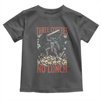 Funny Coffee Lover Fantasy Knight Graphic Toddler T Shirt Three Coffees No Lunch Work Humor Dark Fantasy Parody