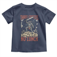 Funny Coffee Lover Fantasy Knight Graphic Toddler T Shirt Three Coffees No Lunch Work Humor Dark Fantasy Parody