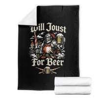 Funny Medieval Knight Drinking Humor Throw Blanket Will Joust For Beer Vintage Renaissance Faire