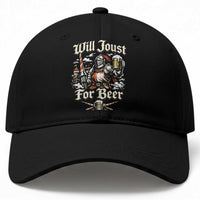 Funny Medieval Knight Drinking Humor Baseball Cap Will Joust For Beer Vintage Renaissance Faire
