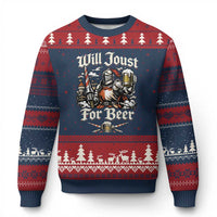 Funny Medieval Knight Drinking Humor Ugly Christmas Sweater Will Joust For Beer Vintage Renaissance Faire