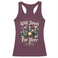 Funny Medieval Knight Drinking Humor Racerback Tank Top Will Joust For Beer Vintage Renaissance Faire