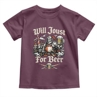 Funny Medieval Knight Drinking Humor Toddler T Shirt Will Joust For Beer Vintage Renaissance Faire